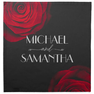 Vintage scarlet red rose petal flower wedding cloth napkin