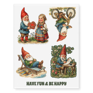 Vintage Scarp Picture - GARDEN GNOMES Mix 1 Temporary Tattoos