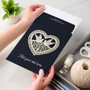Vintage Scarp Picture - Heart and Birds 6 + text Envelope Mailers