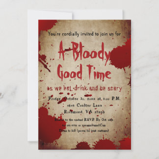 Vintage Scary Bloody Splatter Halloween Party Invitation