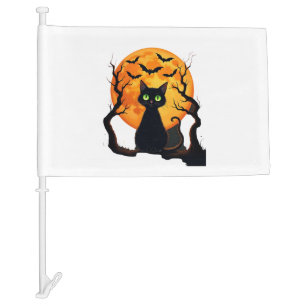 Vintage Scary Christmas Cat Costume Retro Cat Moon Car Flag