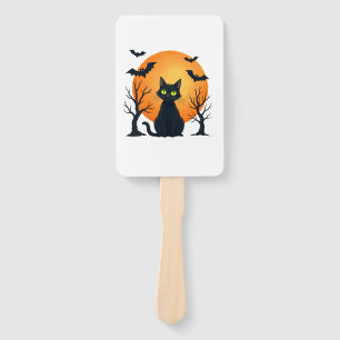 Vintage Scary Christmas Cat Costume Retro Cat Moon Hand Fan