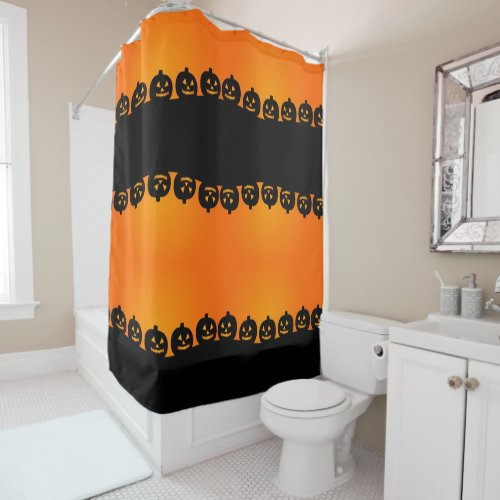 Scary Evil Pumpkin Shower Curtain