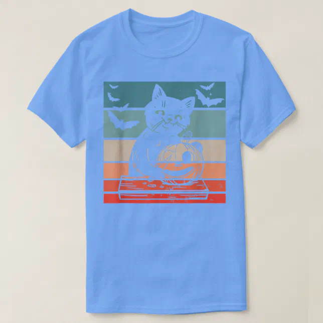 Cat Paddle Design Vintage Scary Halloween Black Cat Costume Pumpkin T-Shirt | Zazzle