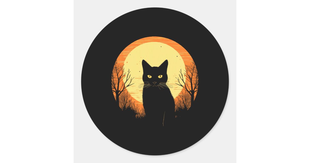 Vintage Scary Halloween Black Cat Costume Retro Mo Classic Round ...