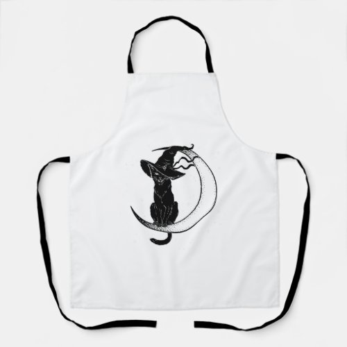 Vintage Scary Halloween Black Cat Costume Shirt Apron