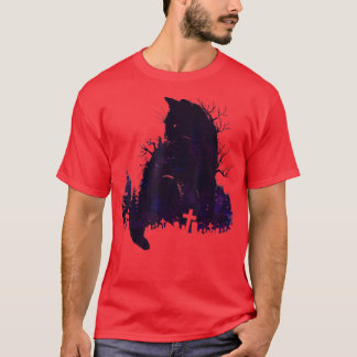 Vintage Scary Halloween Black Cat Costume T-Shirt