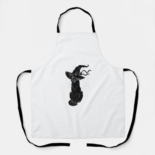 Vintage Scary Halloween Black Cat Costume Witch Ha Apron