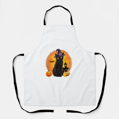 Vintage Scary Halloween Black Cat Costume Witch Ha Apron