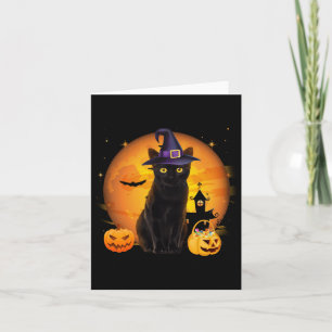 Vintage Scary Halloween Black Cat Costume Witch Ha Card