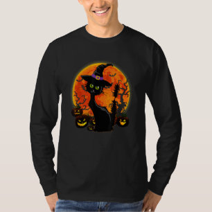 Vintage Scary Halloween Black Cat Costume Witch Ha T-Shirt