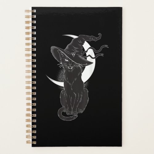 Vintage Scary Halloween Black Cat Witch Planner