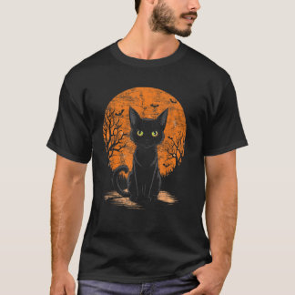 Vintage Scary Halloween Cat Costume Retro Hallowee T-Shirt