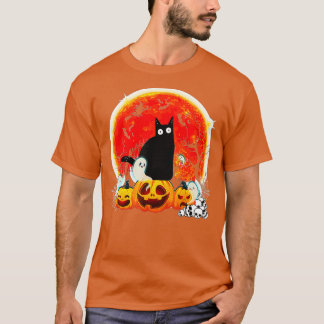 Vintage Scary Halloween Costume Black Cat Witch Ha T-Shirt