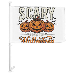 Vintage Scary Halloween Pumpkin Shirt Design_1 Car Flag
