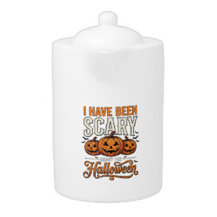 Vintage Scary Halloween Pumpkin Shirt Design_1 Teapot