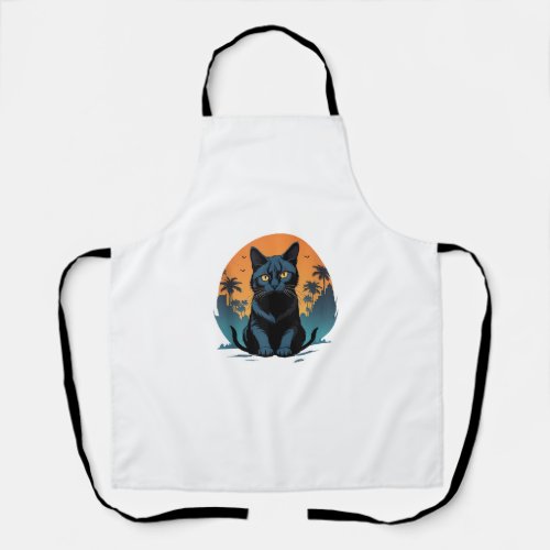 Vintage Scary Halloween Retro Black Cat Costume fo Apron