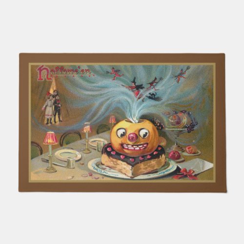 Vintage Scary Jack_O_Lantern wWitches  Devils  Doormat