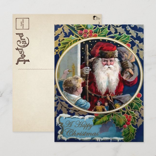Vintage Scary Looking Santa Christmas Postcard (Front/Back)