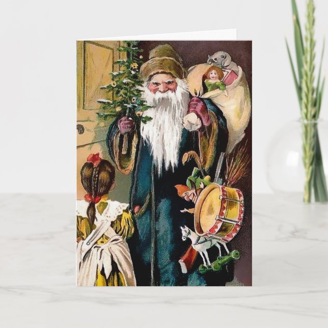 Vintage Scary Looking Santa Holiday Card (Front)