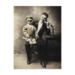 Vintage Scary Ventriloquist Dummy Postcard
