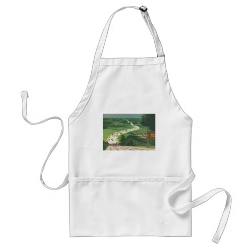 Vintage Scenic American Highways Cars Road Trip Adult Apron