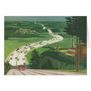 Vintage Scenic American Highways, Cars Road Trip Cards