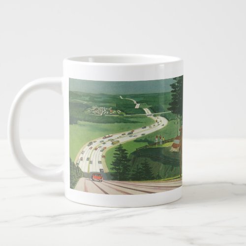 Vintage Scenic American Highways Cars Road Trip Large Coffee Mug