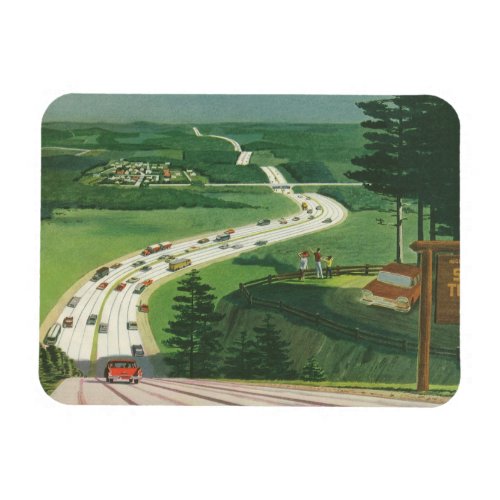 Vintage Scenic American Highways Cars Road Trip Magnet