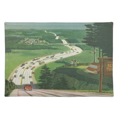Vintage Scenic American Highways Cars Road Trip Placemat