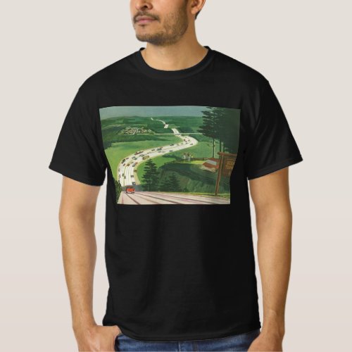 Vintage Scenic American Highways Cars Road Trip T_Shirt