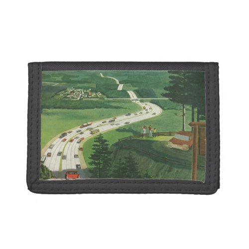 Vintage Scenic American Highways Cars Road Trip Trifold Wallet