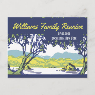 Vintage Scenic Family Tree Reunion Announcement Postcard