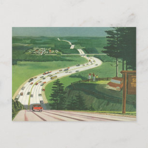 Vintage Scenic Road Trip Cars, Change of Address Announcement Postcard