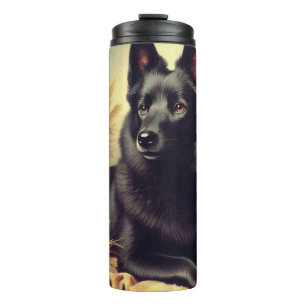 Vintage Schipperke Dog Painting Thermal Tumbler