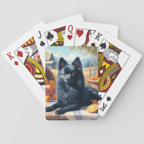 Vintage Schipperke Puppy Painting Playing Cards