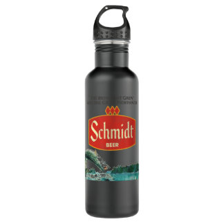 Vintage Schmidt Beer Retro Defunct Fishing Nature Stainless Steel Water Bottle