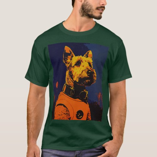 Vintage schnauzer dog astronaut portrait T_Shirt