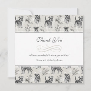 Vintage Schnauzer Lover French Toile de Jouy Thank You Card