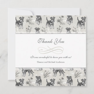 Vintage Schnauzer Lover French Toile de Jouy Thank You Card