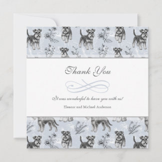 Vintage Schnauzer Lover Toile de Jouy Thank You Card