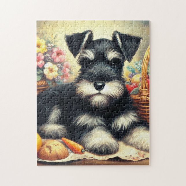 Vintage Schnauzer Painting Jigsaw Puzzle (Vertical)