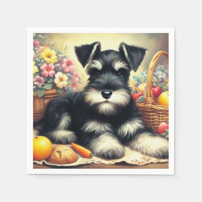 Vintage Schnauzer Painting Napkins (Front)