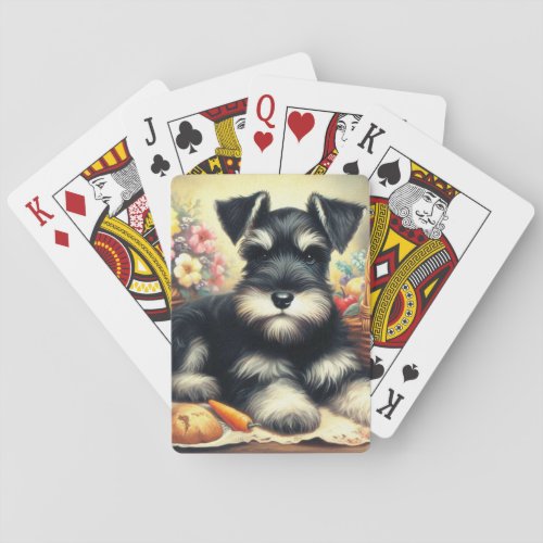 Vintage Schnauzer Painting Poker Cards