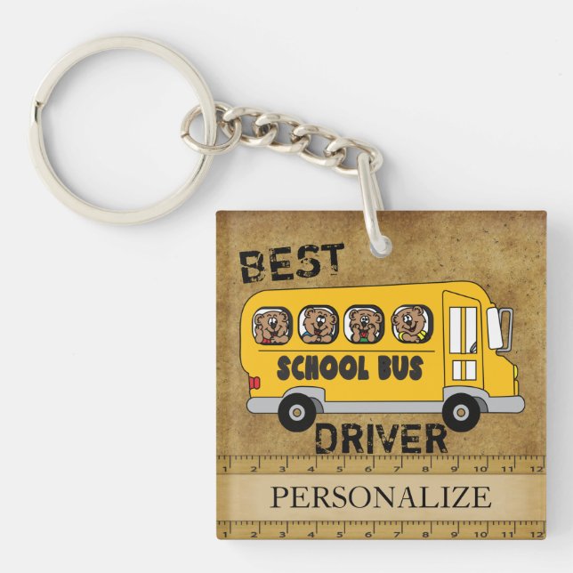 Vintage School Best Bus Driver Keychain (Front)