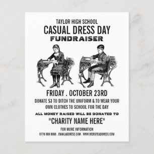 Vintage school, Casual Dress Day Fundraiser Advert Flyer