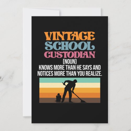 Vintage School Custodian Caretaker Janitor Support Thank You Card