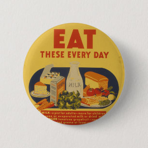 Vintage School Days Milk Poster Pinback Button