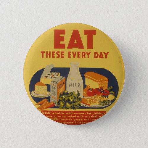 Vintage School Days Milk Poster Pinback Button