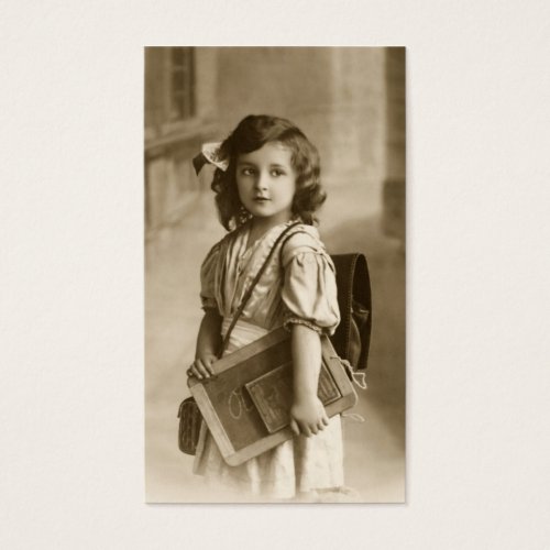 Vintage school girl bookmark business card templates